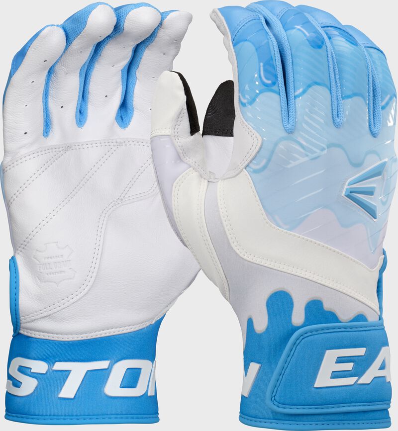 Easton Walk-Off Ethos Drip Baseball Batting Gloves - White/Blue