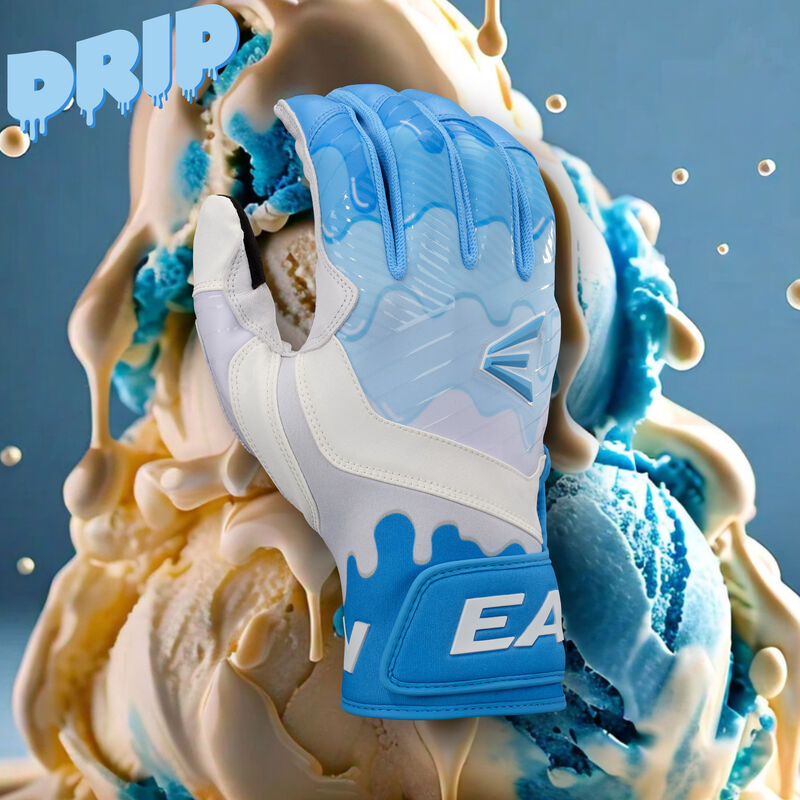 Easton Walk-Off Ethos Drip Baseball Batting Gloves - White/Blue