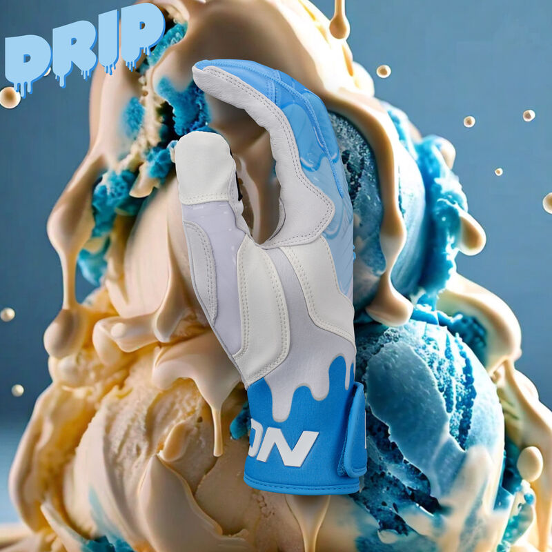 Easton Walk-Off Ethos Drip Baseball Batting Gloves - White/Blue