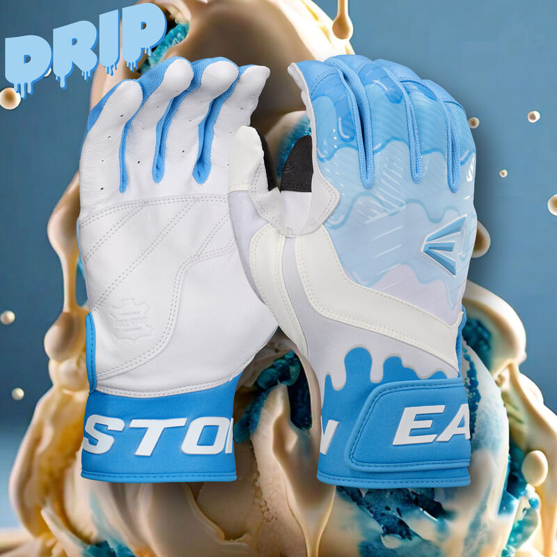 Easton Walk-Off Ethos Drip Baseball Batting Gloves - White/Blue