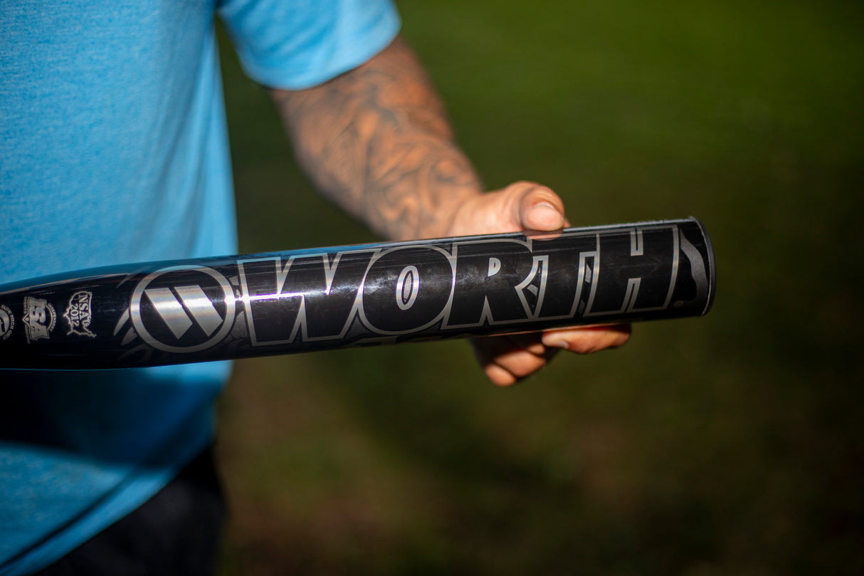2026 Worth Bedlam Black XL 2-Piece USSSA Slowpitch Softball Bat - WSU6BDBKL
