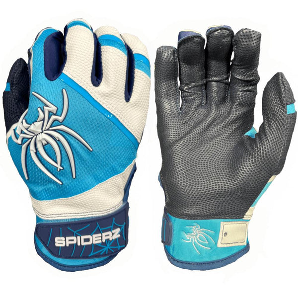Spiderz PRO Batting Gloves - White/Columbia/Navy - Smash It Sports