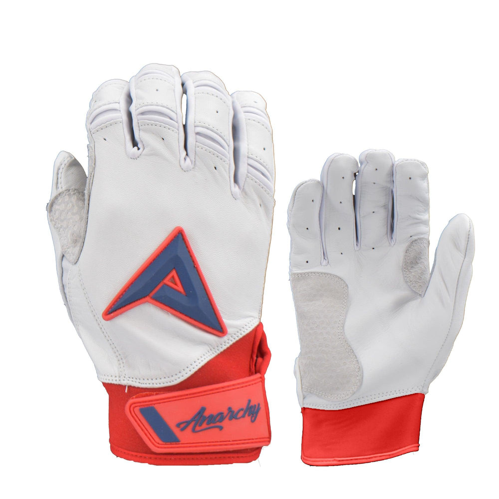 Anarchy Grindstone Short Cuff Batting Glove - Whiteout - Red/Navy - Smash It Sports