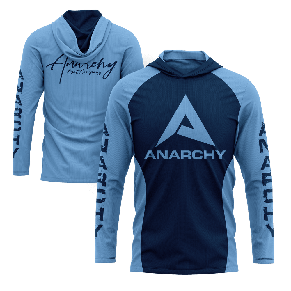 Anarchy Hooded Long Sleeve Tee - Carolina/Navy - Smash It Sports