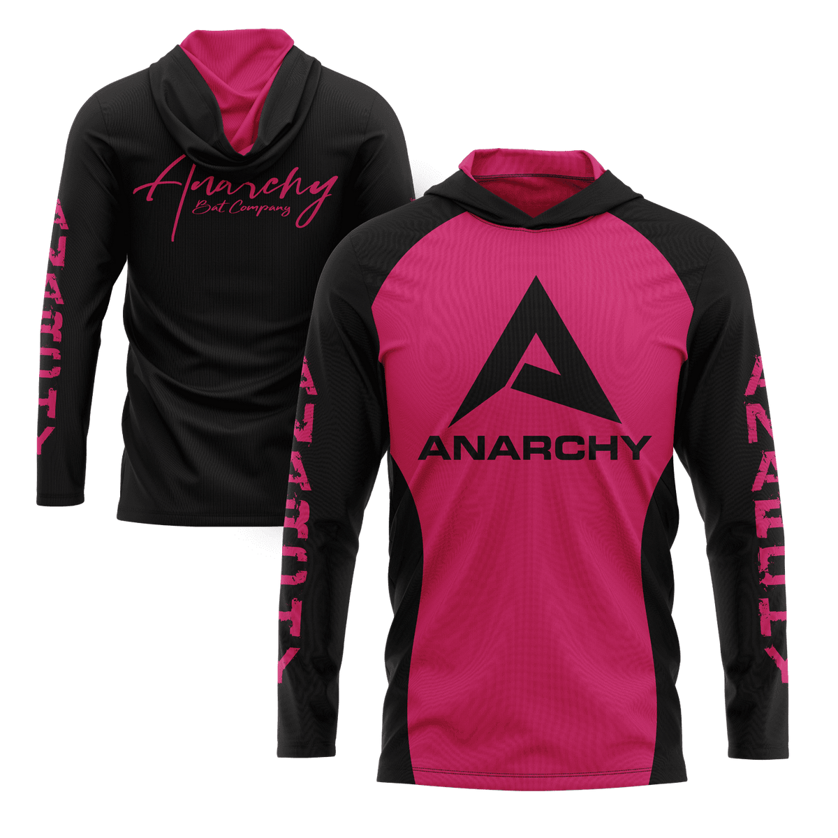 Anarchy Hooded Long Sleeve Tee - Hot Pink/Black – Smash It Sports