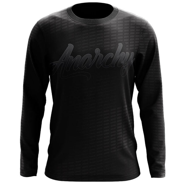 Anarchy Long Sleeve Shirt - Script Logo (Black/Grey) - Smash It Sports