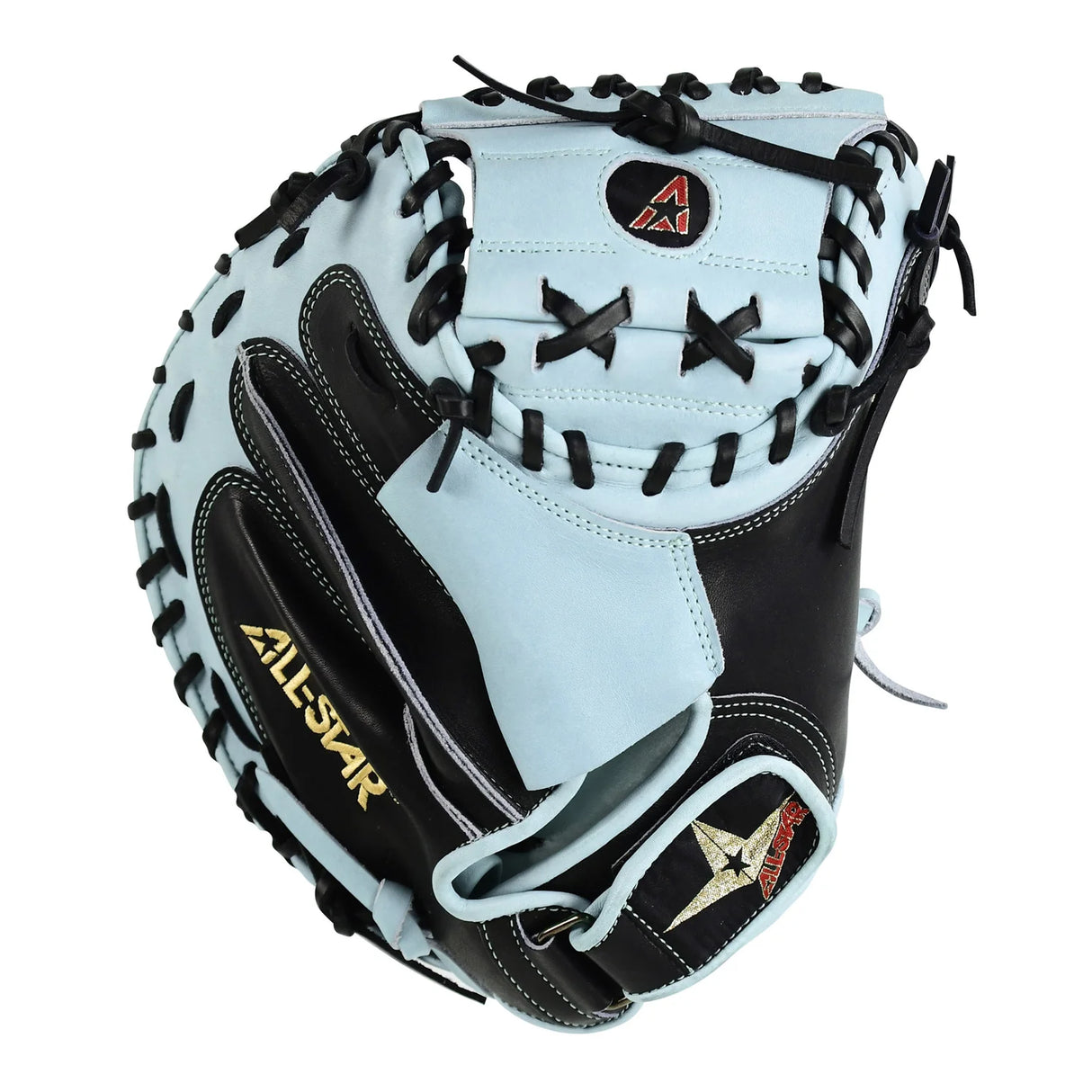 All-Star Pro Elite 34" Black/Sky Blue Catchers Mitt/Glove