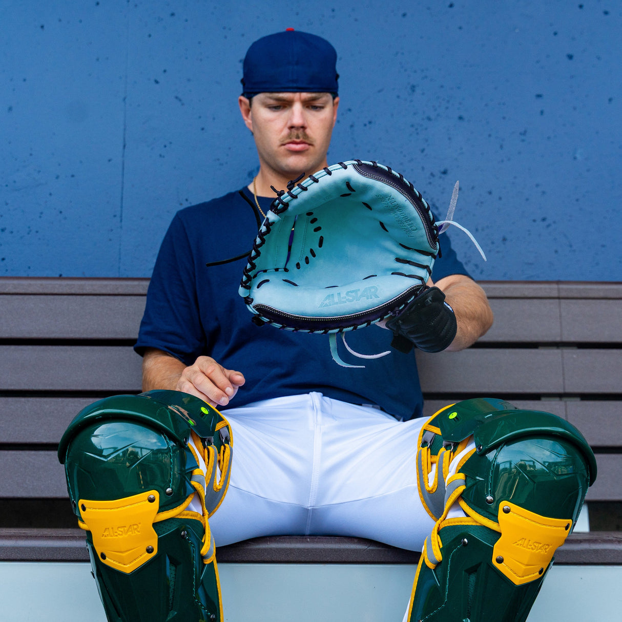 All-Star Pro Elite 34" Black/Sky Blue Catchers Mitt/Glove