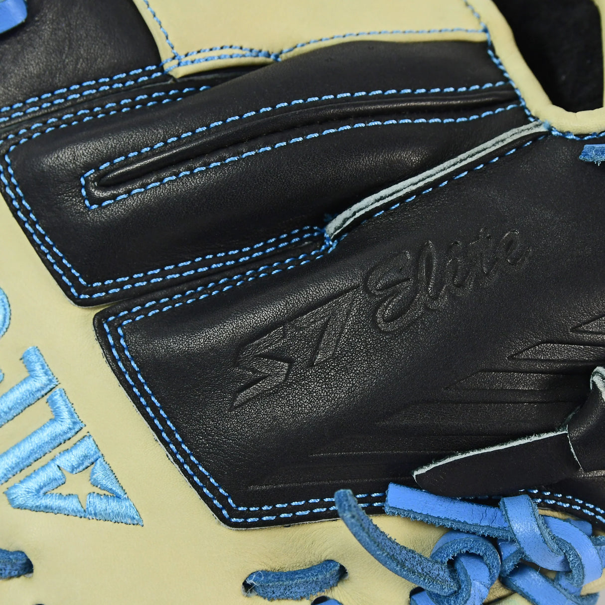 All-Star S7-Elite Pro Travel Fit Catchers Mitt/Glove - Black/Tan/Sky Blue