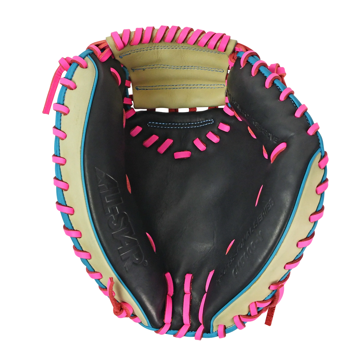 All-Star S7-Elite Pro Travel Fit Catchers Mitt/Glove - Black/Tan/Sky Blue/Pink