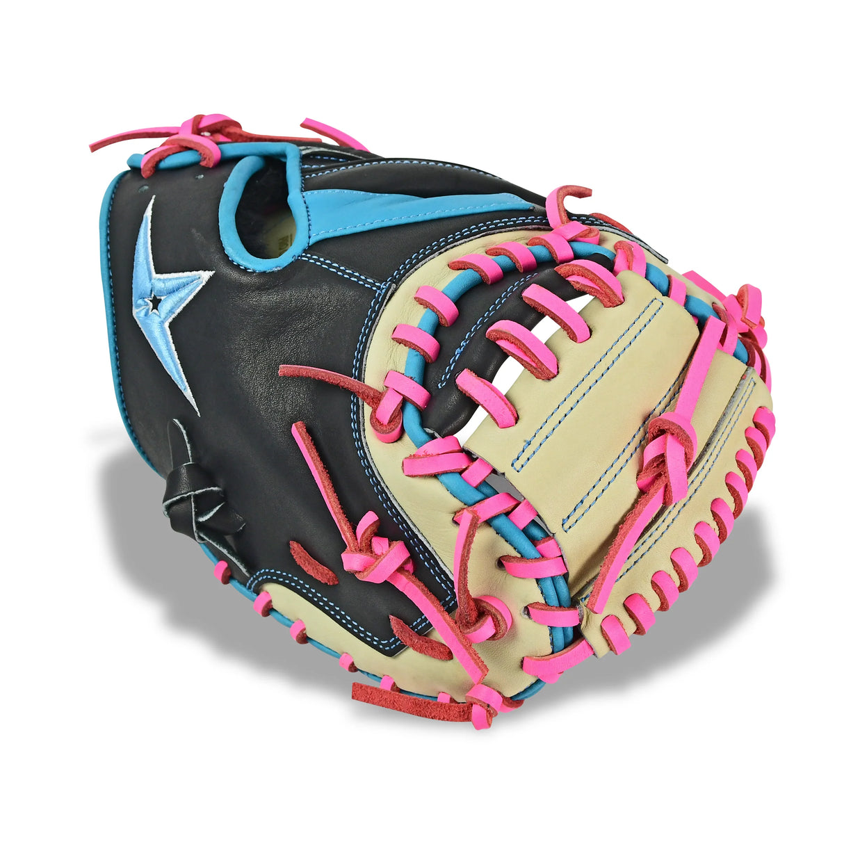 All-Star S7-Elite Pro Travel Fit Catchers Mitt/Glove - Black/Tan/Sky Blue/Pink