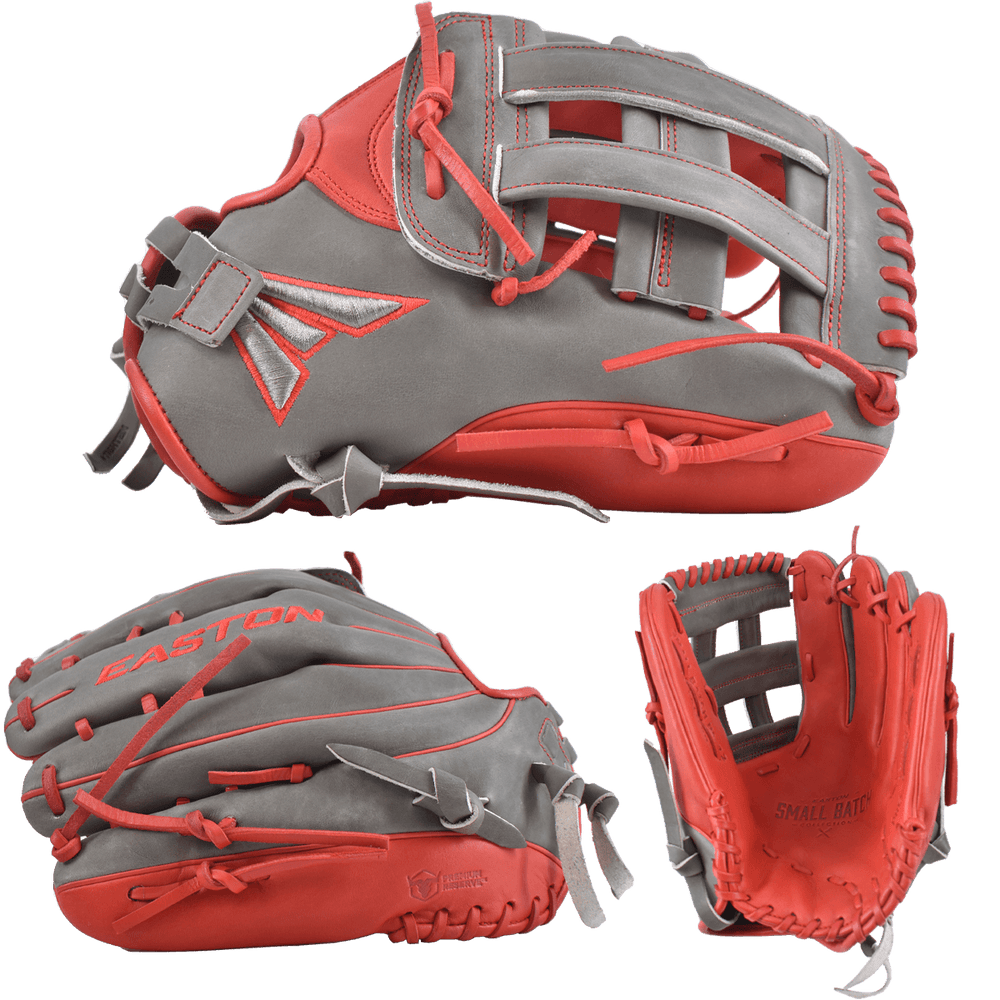 Easton Small Batch No. 72 LHT Slowpitch Softball Glove - Grey/Red - Smash It Sports