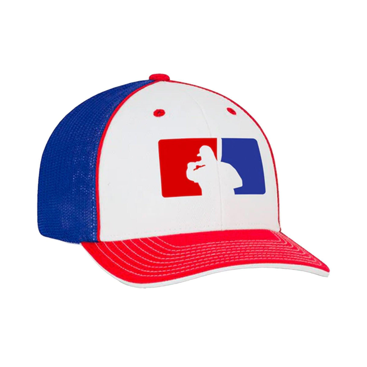 Fat Guy BP Fitted Hat - 404M (Red/White/Royal) - Smash It Sports