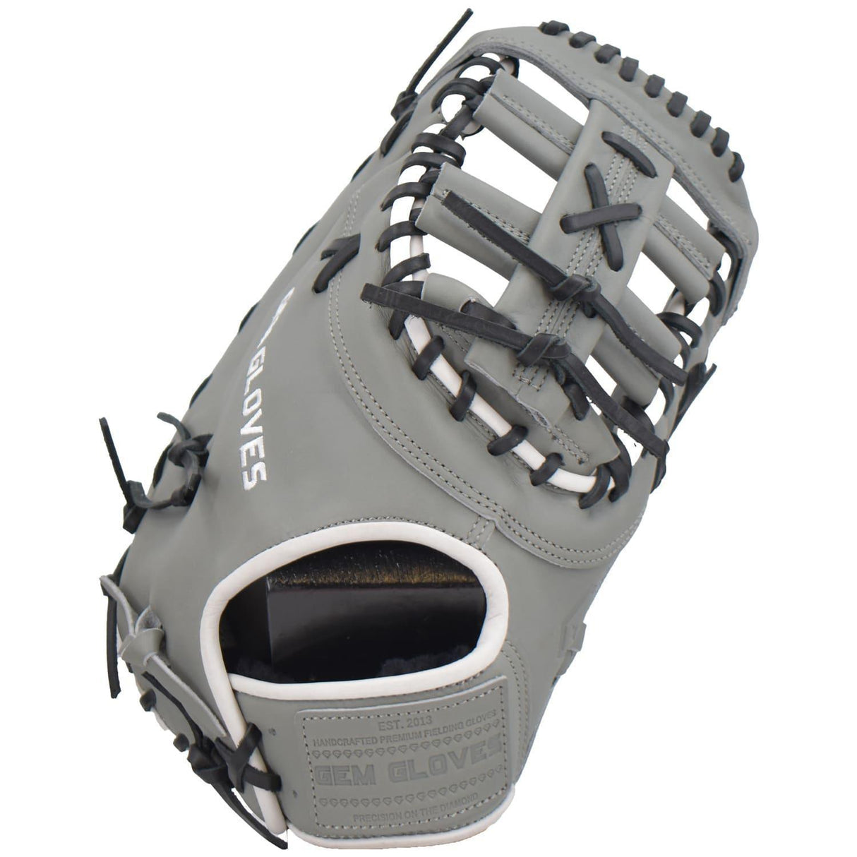 Gem Gloves Softball First Base Mitt/Glove - GEM021 (Grey/Black/White) - Smash It Sports