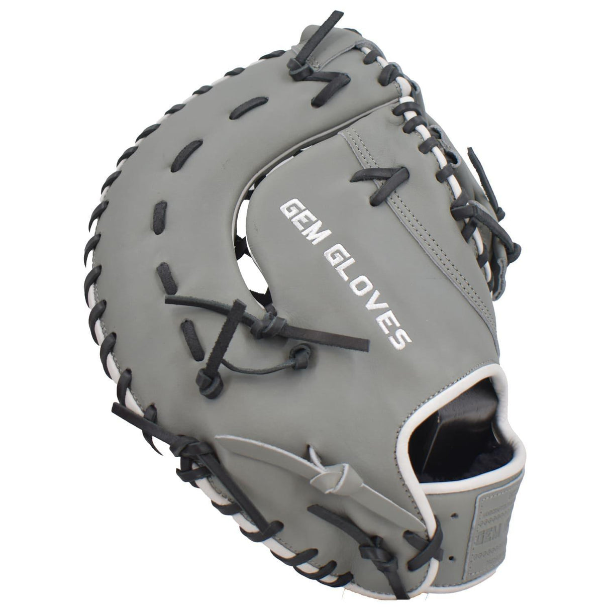 Gem Gloves Softball First Base Mitt/Glove - GEM021 (Grey/Black/White) - Smash It Sports