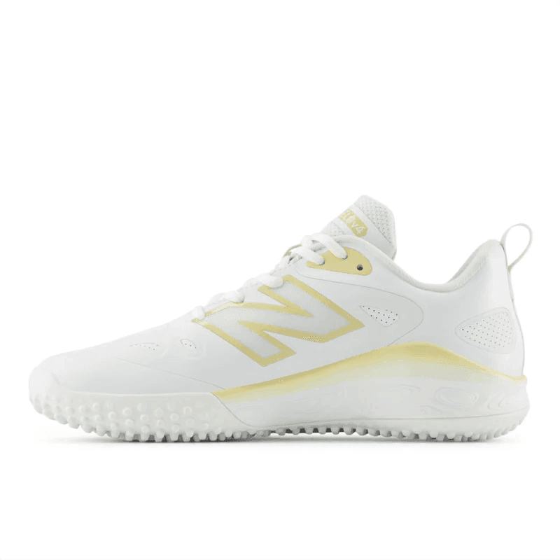 New Balance Women's Fresh Foam x Velo v4 Turf-Trainer Softball Shoes - White/Gold STVELOC4 - Smash It Sports