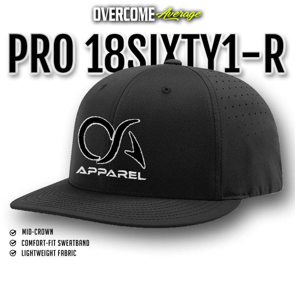 OA Apparel - Pro 18SIXTY1-R Performance Hat - Black/White/Black - Smash It Sports
