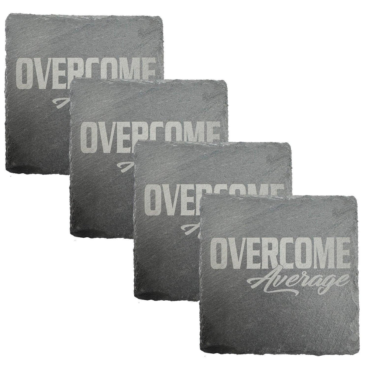 Overcome Average Slate Coasters (4-Pack) - Smash It Sports