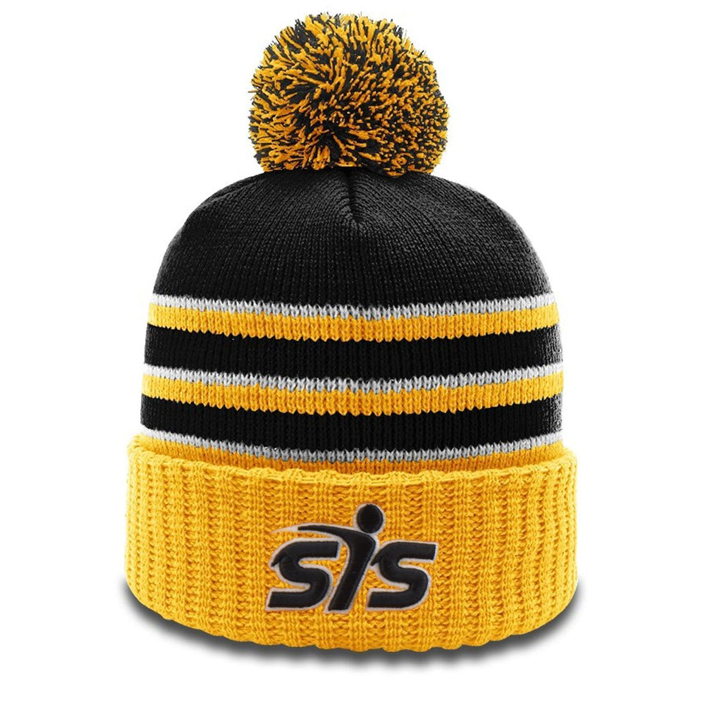 Smash It Sports Beanie #134 with Pom (Black/Gold/White) - Smash It Sports