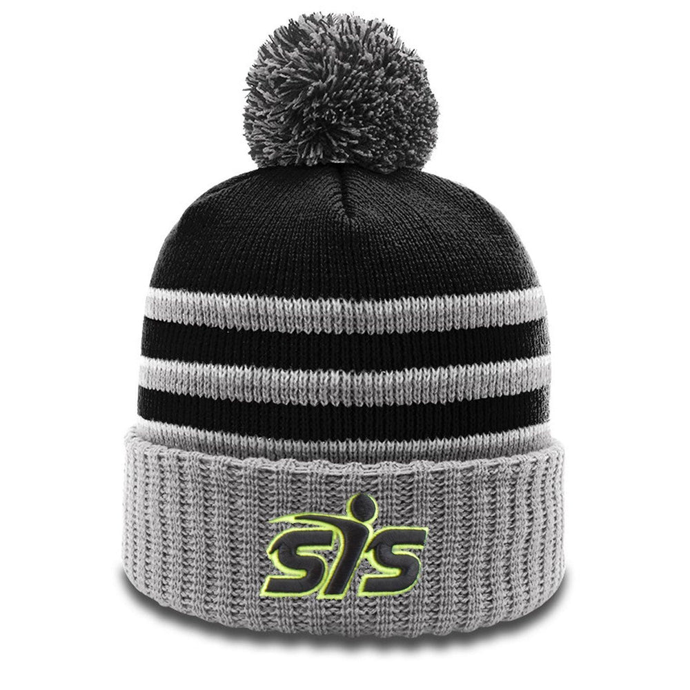 Smash It Sports Beanie #134 with Pom (Black/Grey/White) - Smash It Sports