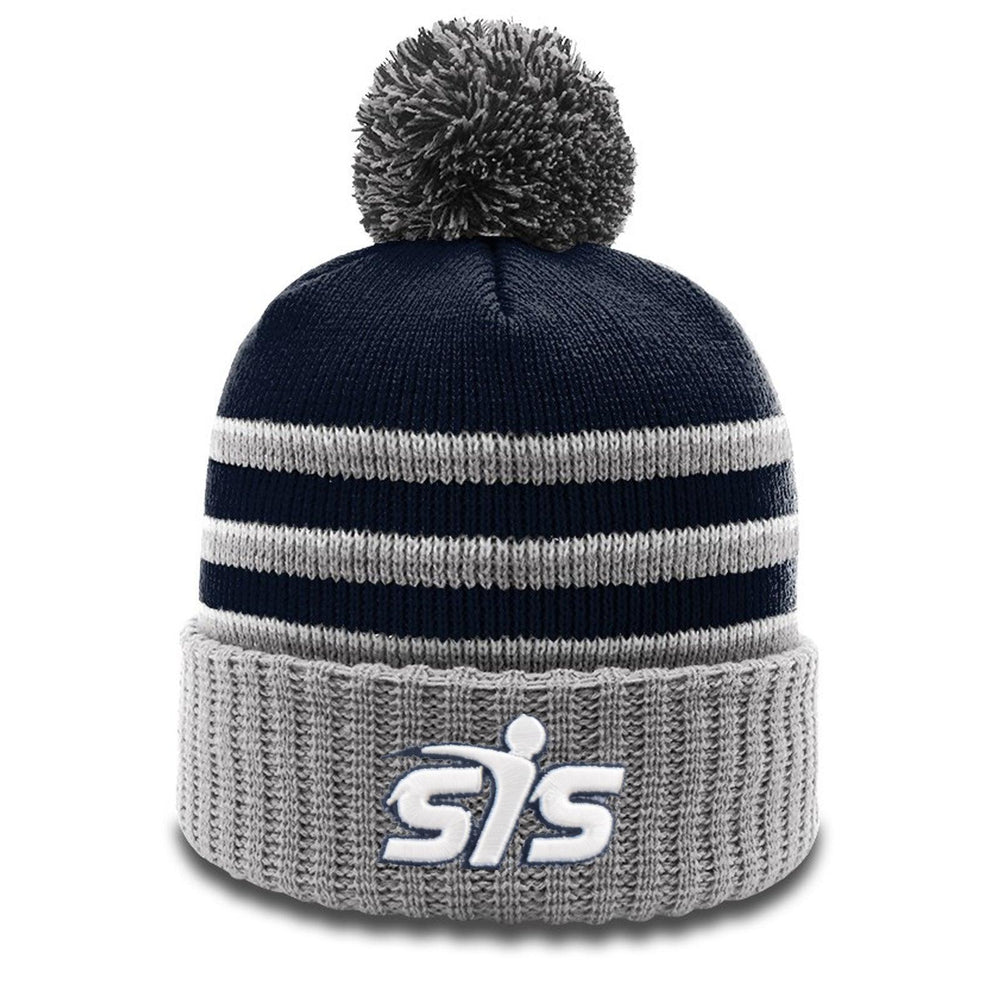 Smash It Sports Beanie #134 with Pom (Navy/Grey/White) - Smash It Sports