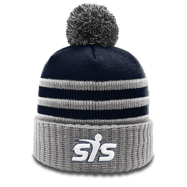 Smash It Sports Beanie #134 with Pom (Navy/Grey/White) - Smash It Sports