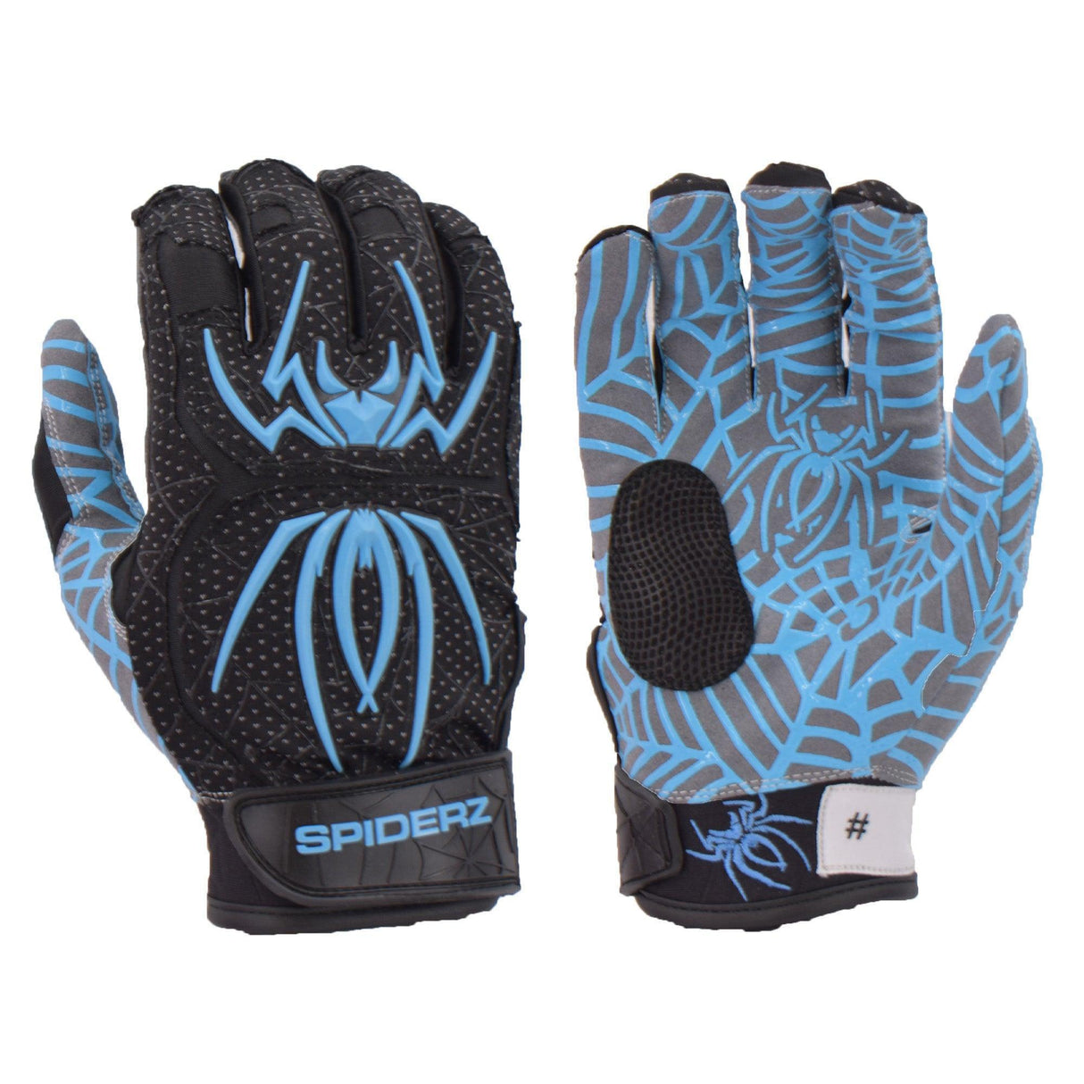 Spiderz HYBRID Batting Gloves - Black/Columbia Blue - Smash It Sports