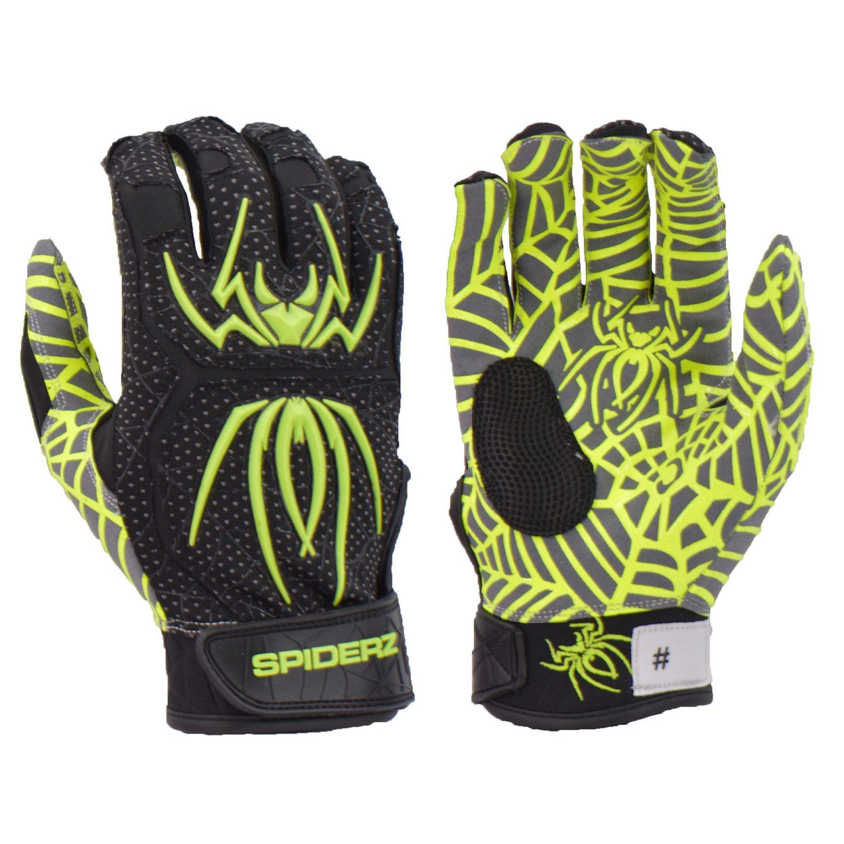 Spiderz HYBRID Batting Gloves - Black/Neon Yellow - Smash It Sports