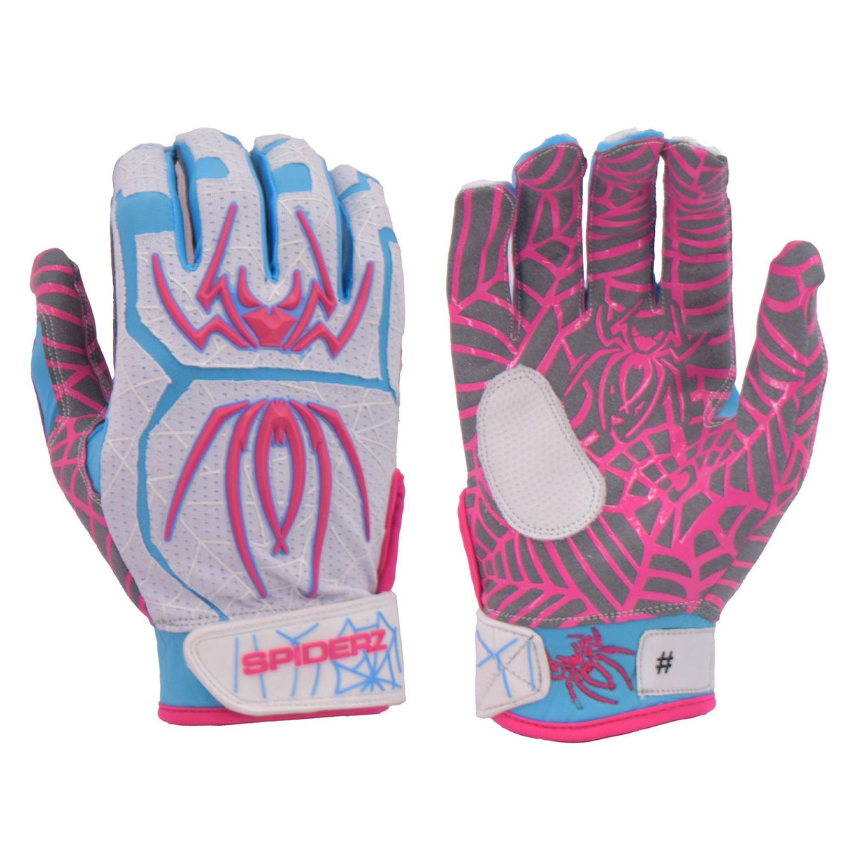 Spiderz HYBRID Limited Edition Batting Gloves - Miami Vice (White) - Smash It Sports