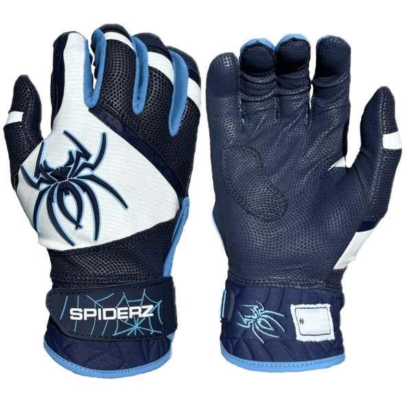 Spiderz Pro Premier Batting Gloves - Navy Blue/White/Columbia Blue - Smash It Sports
