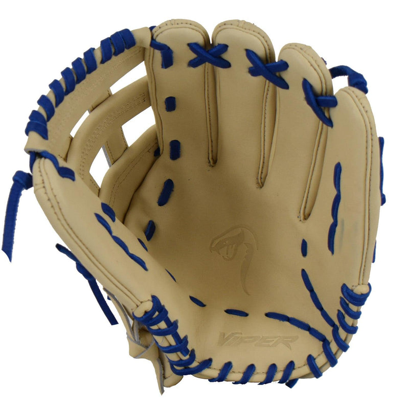 Viper Japanese Kip Leather Slowpitch Softball Fielding Glove Cream/Royal - Smash It Sports