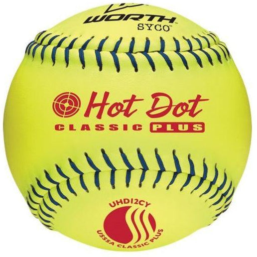 Worth 12" USSSA Hot Dot Slowpitch Softballs UHD12CY - Smash It Sports