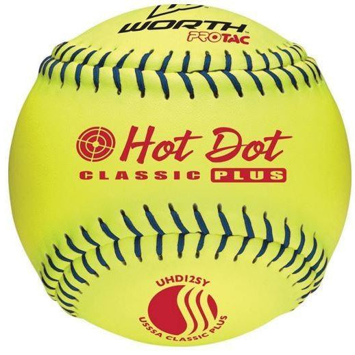 Worth 12" USSSA Hot Dot Slowpitch Softballs UHD12SY - Smash It Sports