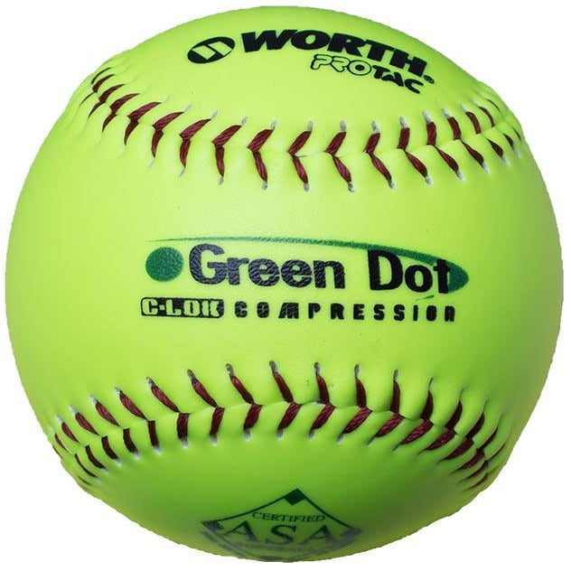 Worth Green Dot 52/300 ASA 11" Slowpitch Softballs - AHD11SY - Smash It Sports