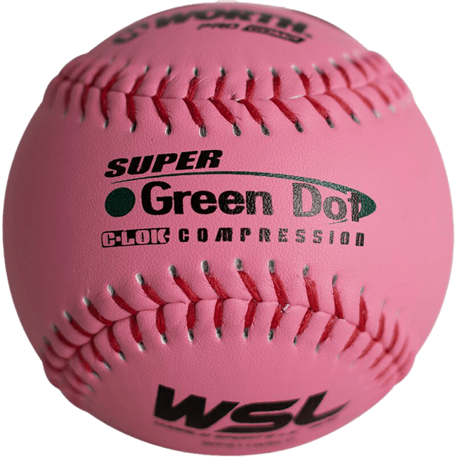Worth Pink Super Green Dot Composite 47/400 WSL 11" Slowpitch Softballs - WPS11WSLC - Smash It Sports