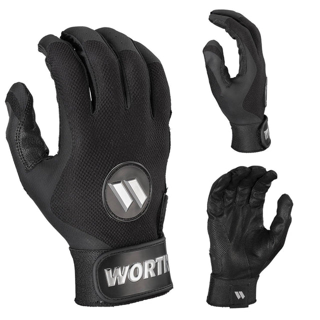 Worth Pro Series Slowpitch Batting Gloves - Black - Smash It Sports