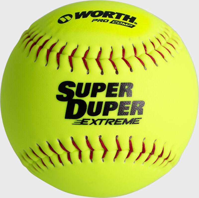 Worth Super Duper Extreme Red Stitch Pro Comp 44/375 12" Slowpitch Softballs - Smash It Sports