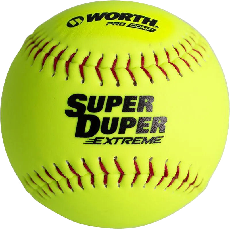Worth Super Duper Extreme Red Stitch Pro Comp 44/375 12" Slowpitch Softballs - Smash It Sports