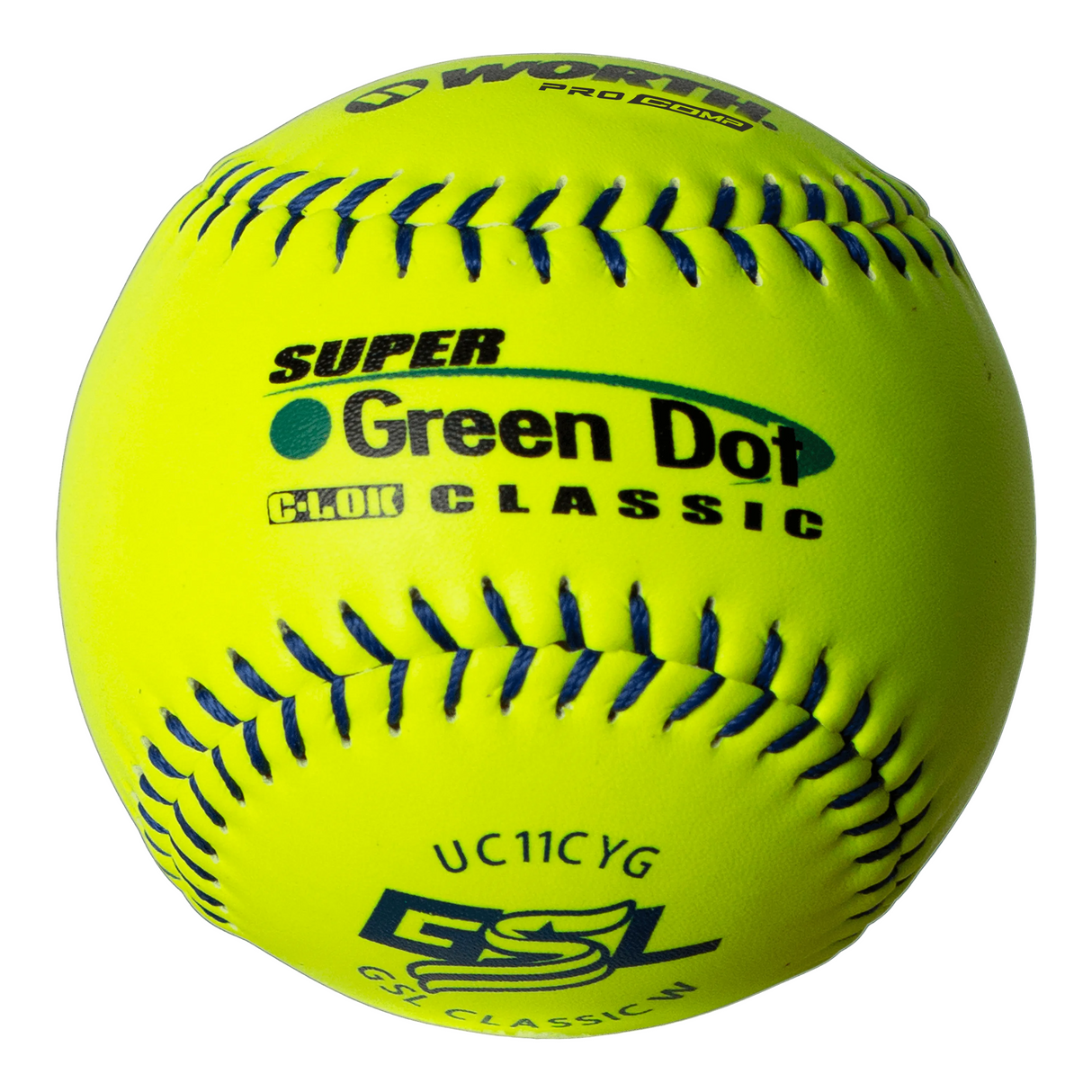 Worth Super Green Dot Class W Composite 44/400 GSL 11" Slowpitch Softballs - UC11CYG - Smash It Sports