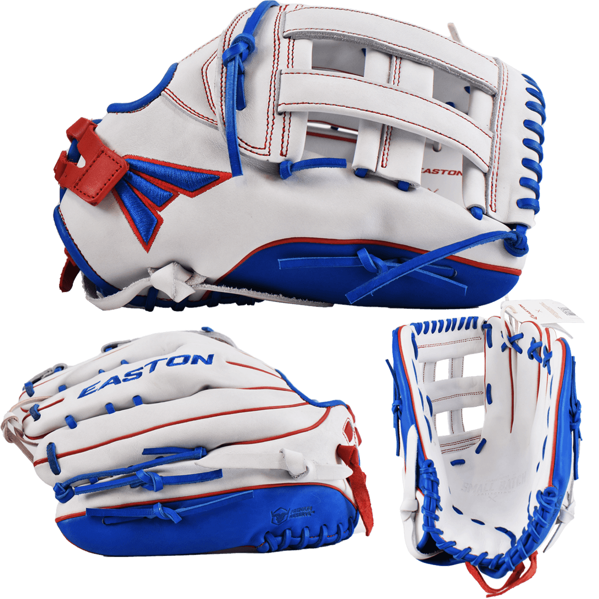 2022 Easton Small Batch No. 74 Slowpitch Softball Glove - White/Red/Royal - Smash It Sports