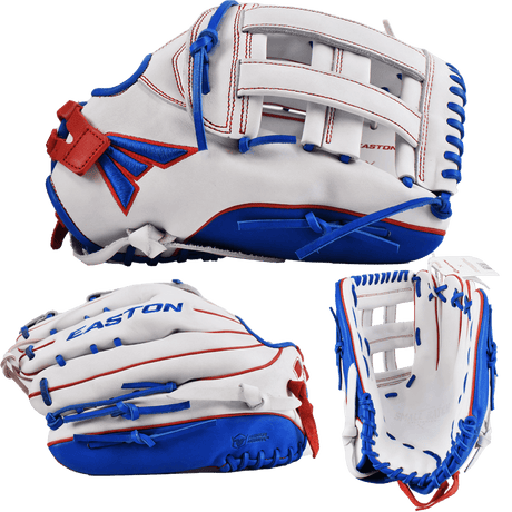 2022 Easton Small Batch No. 74 Slowpitch Softball Glove - White/Red/Royal - Smash It Sports