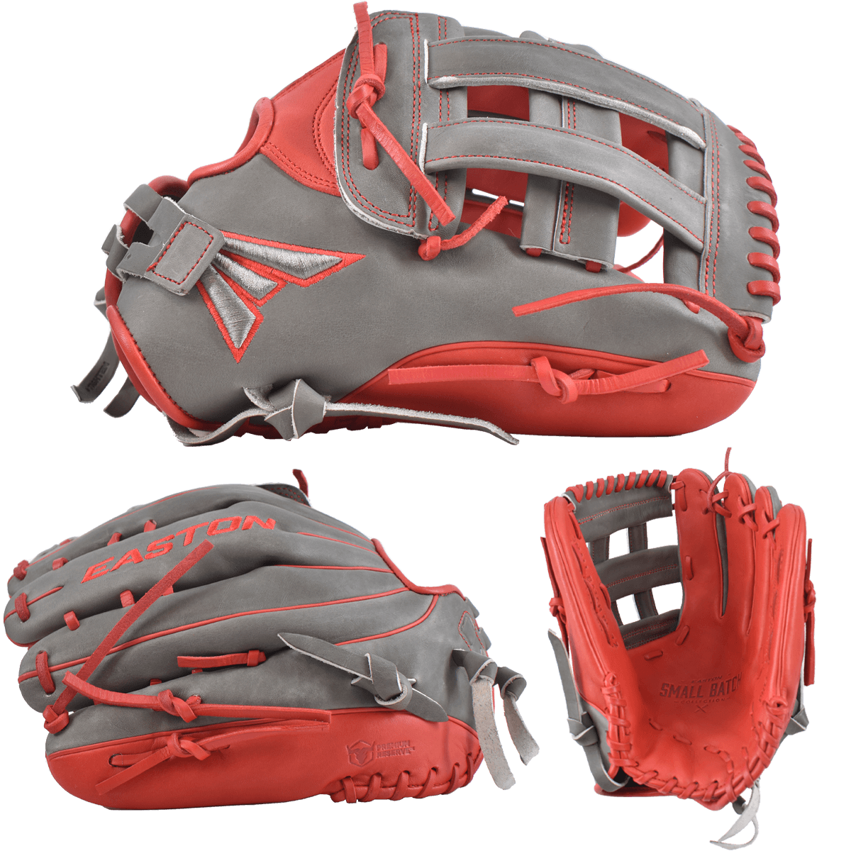 2022 Easton Small Batch No. 72 Slowpitch Softball Glove - Grey/Red - Smash It Sports