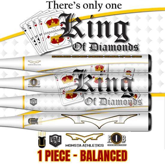 Batte De Softball Monsta King Of Diamonds 2023 – 34 Pouces, 24.5 Oz, Blanche – RARE