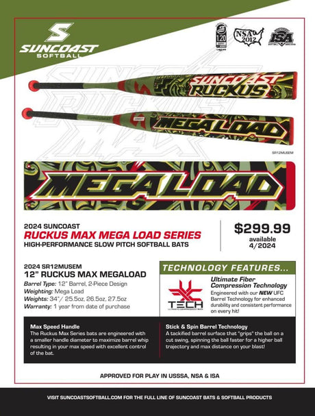 2023 Suncoast Ruckus Max Mega Load USSSA Slowpitch Softball Bat - Smash It Sports