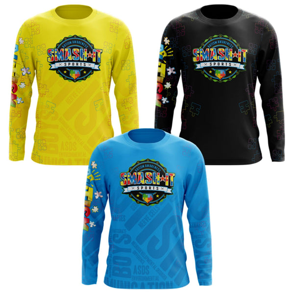 2025 Autism Awareness Long Sleeve Jersey (Customized Buy-In) - Multiple Colors - Smash It Sports