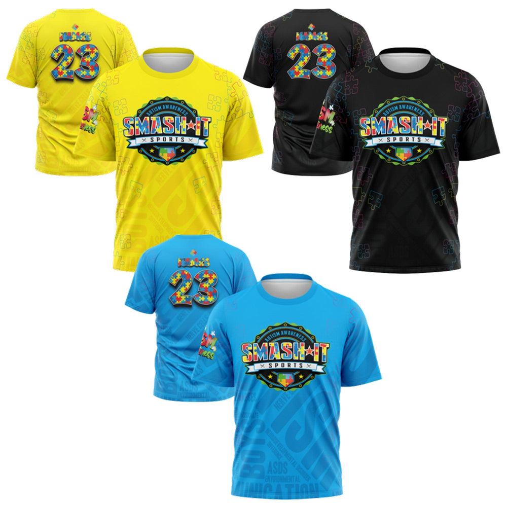 2025 Autism Awareness Short Sleeve Jersey (Customized Buy-In) - Multiple Colors - Smash It Sports