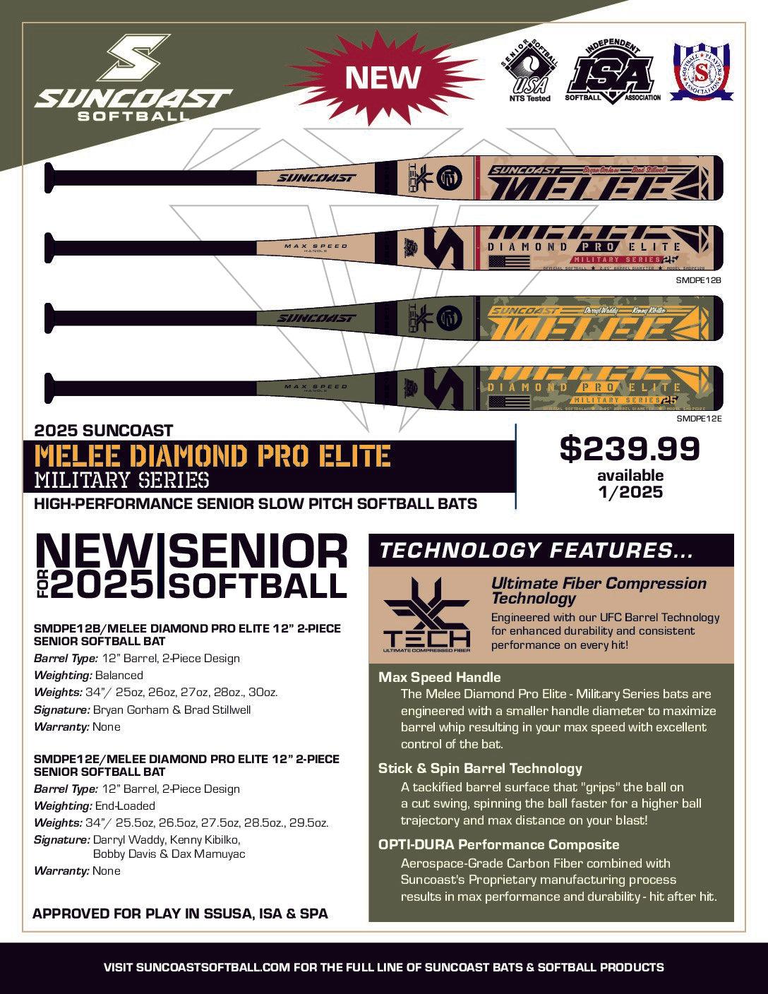 Mazza Da Softball Suncoast Melee Megaload 13" 2 Pezzi | SSUSA Senior Slowpitch 2025 | Leggero