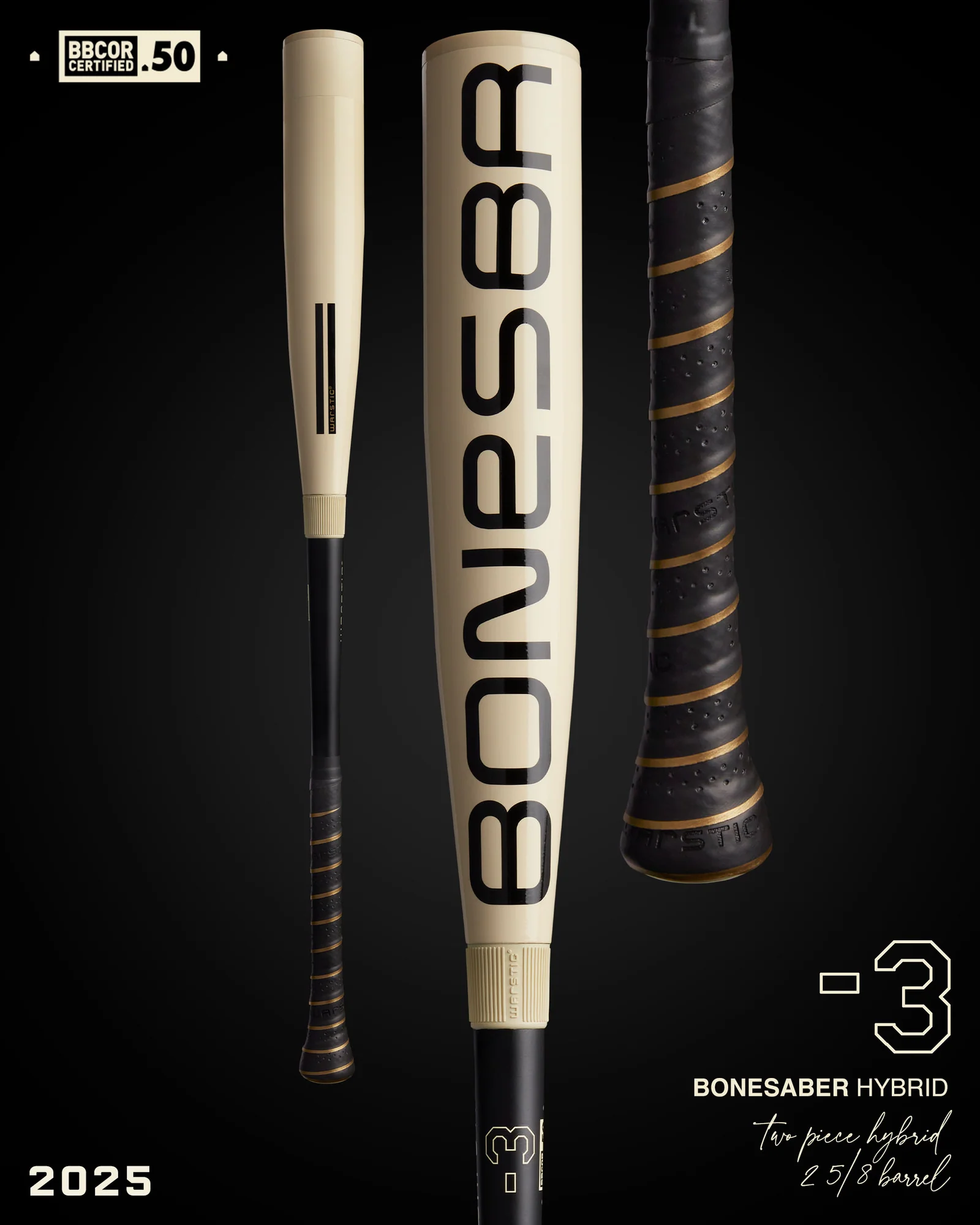 2025 Warstic Bonesaber Hybrid BBCOR Baseball Bat -3