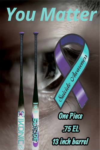 2026 Ikonic Sports Suicide Awareness/Prevention 1-Piece SSUSA Senior Slowpitch Softball Bat