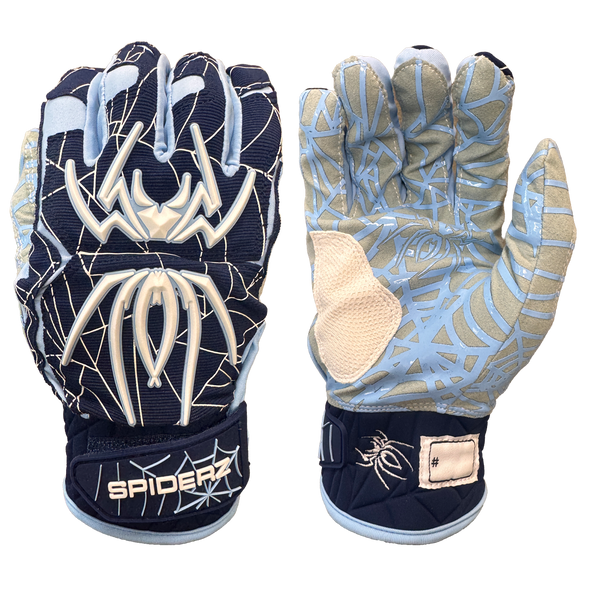 Spiderz HYBRID Batting Gloves - Navy Blue/Columbia Blue/White